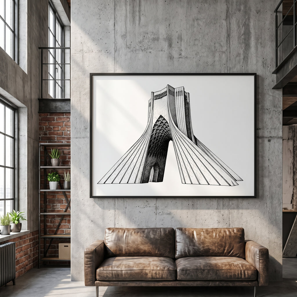 Azadi Tower in Ink