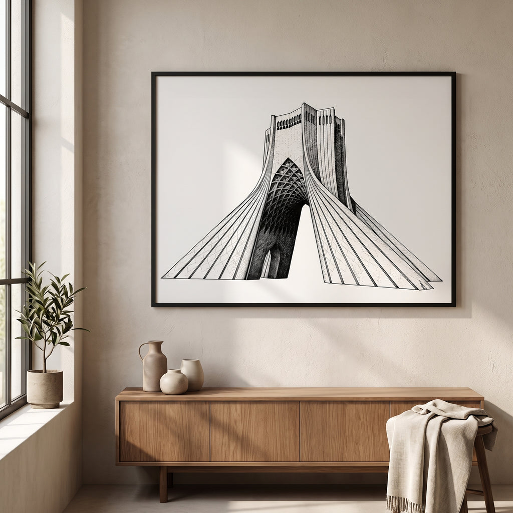 Azadi Tower in Ink