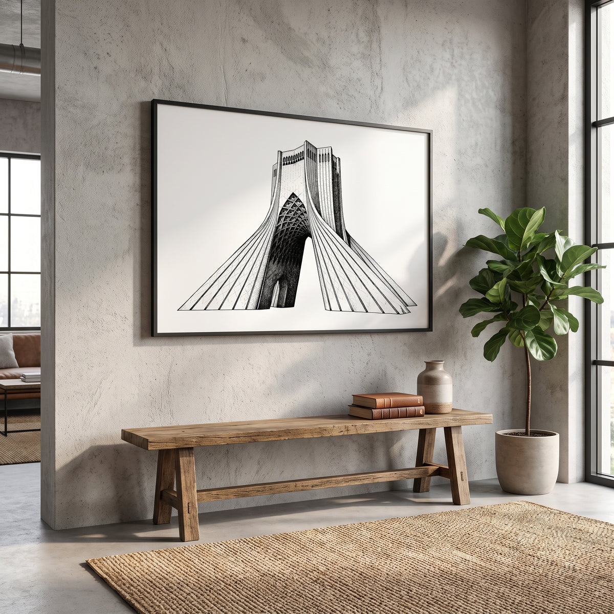 Azadi Tower in Ink
