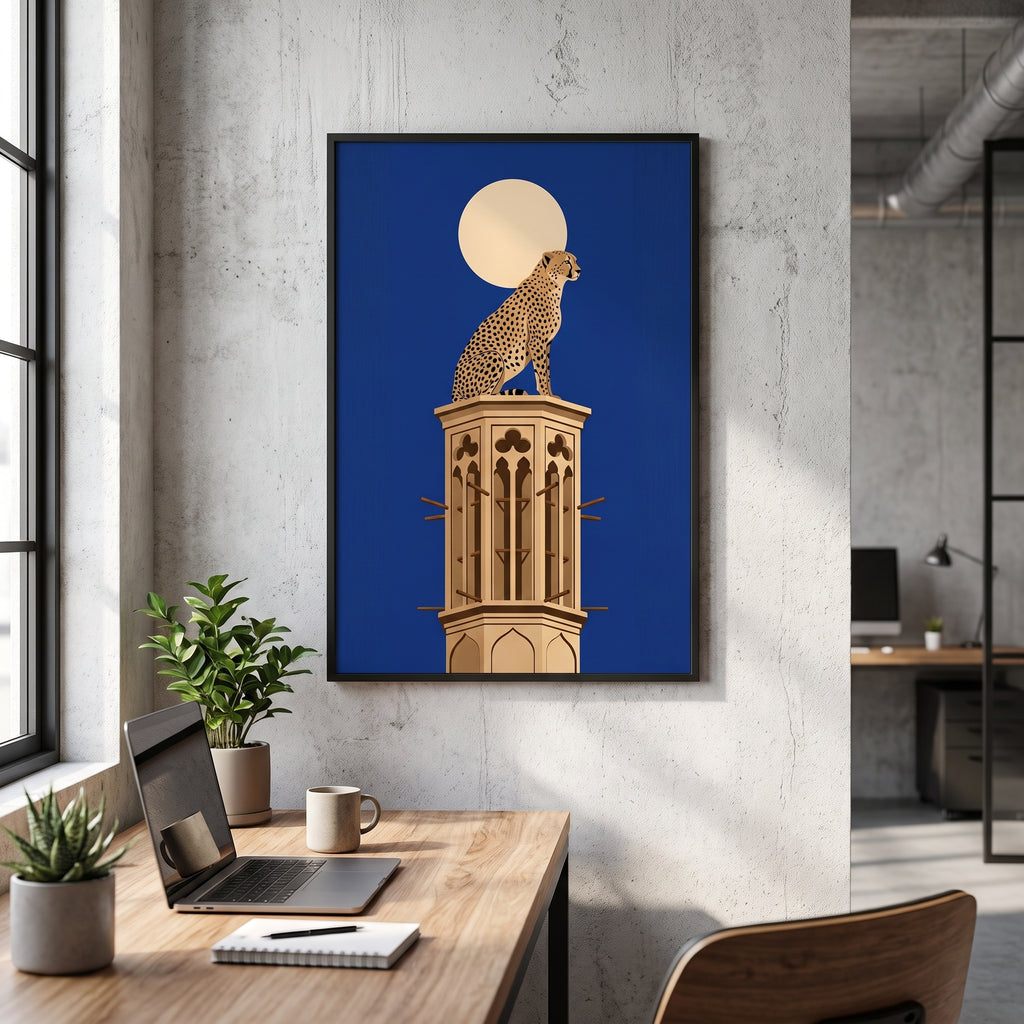 Asiatic Cheetah on a Yazd Windcatcher