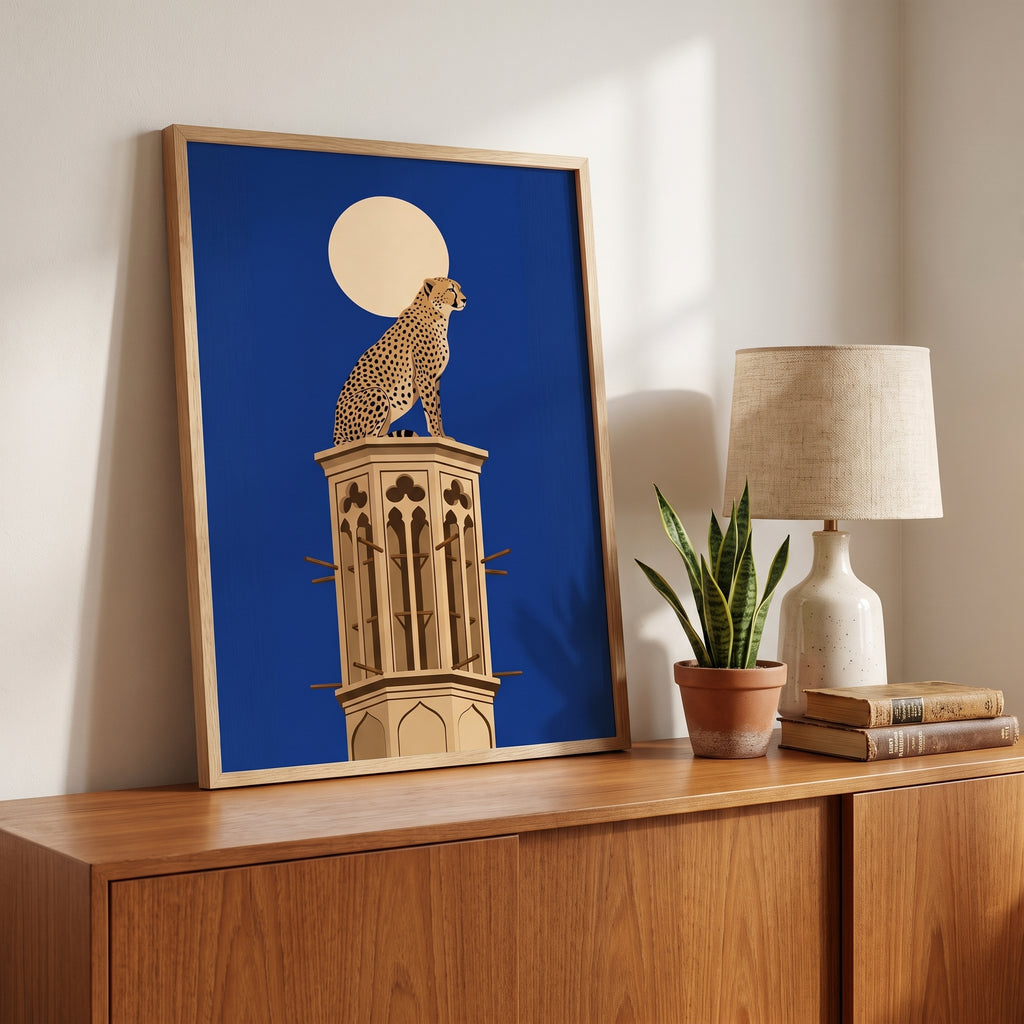 Asiatic Cheetah on a Yazd Windcatcher