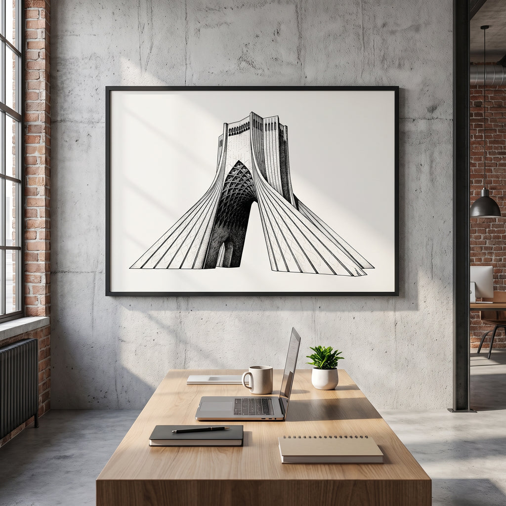 Azadi Tower in Ink