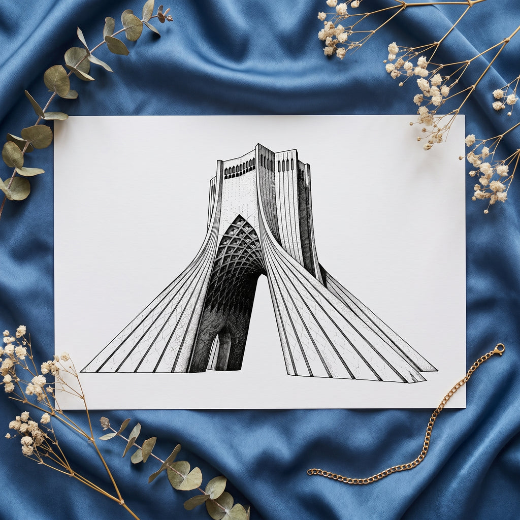 Azadi Tower in Ink