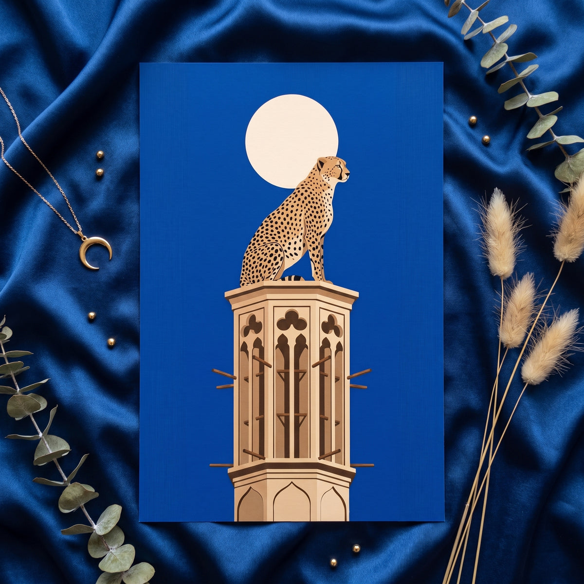 Asiatic Cheetah on a Yazd Windcatcher