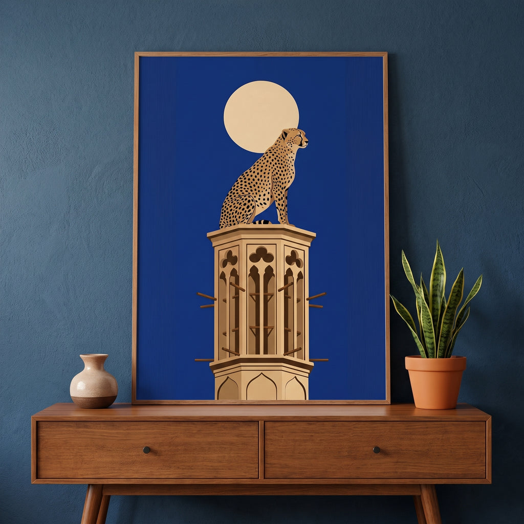 Asiatic Cheetah on a Yazd Windcatcher