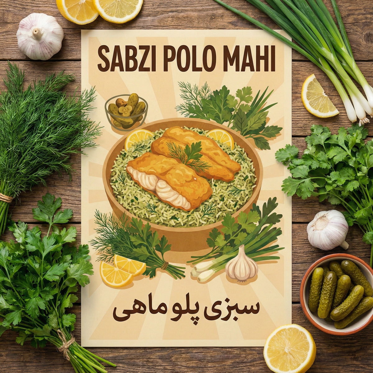 A Plate of Sabzi Polo Mahi