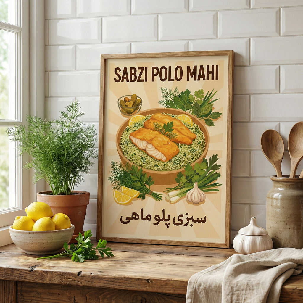 A Plate of Sabzi Polo Mahi